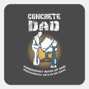 Sticker Carré Travailleur en béton - Papa en béton
