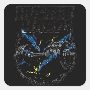 Sticker Carré Travaillez Fort – Motivation de Gym pour l'Éthique