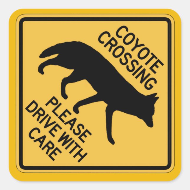 Sticker Carré Traversée de Coyote, Signal d'avertissement de tra (Devant)