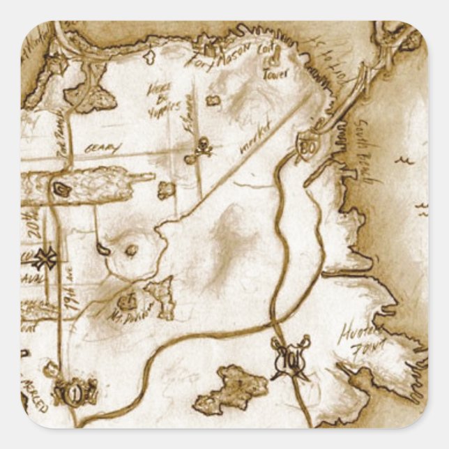 Sticker Carré treasure_map_colored.jpg (Devant)