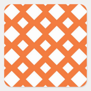 Sticker Carré Trellis orange sur le blanc