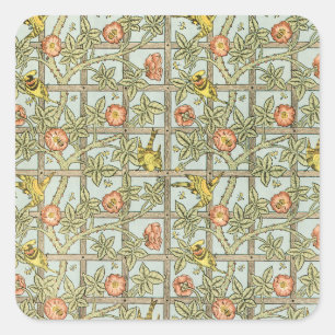 Sticker Carré Trellis par William Morris, Vintage Garden Textile
