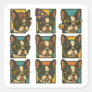 Sticker Carré Trendsetters Boston Terrier