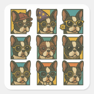 Sticker Carré Trendsetters Boston Terrier