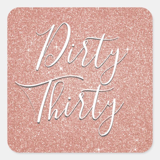 Sticker Carré Trente Jour Rose Gold Blush Pink Parties scintilla (Devant)