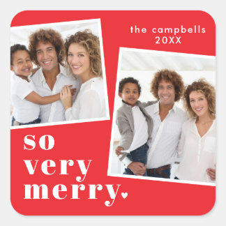 Sticker Carré Très Joyeux Noël sur Photo Red Two