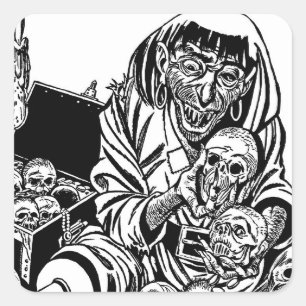 Sticker Carré trésor de pirate zombie monster horreur art