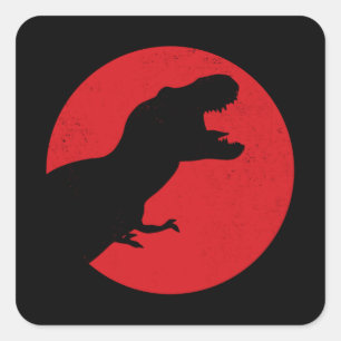 Sticker Carré Trex Dinosaur Retro