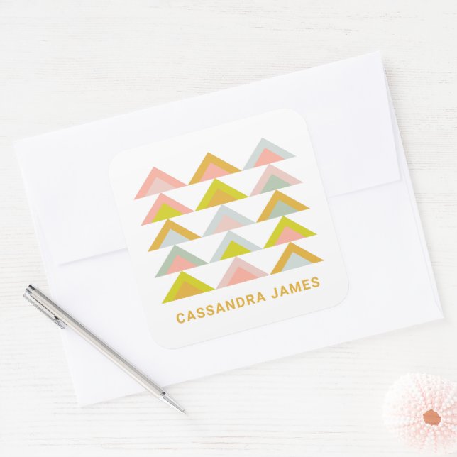 Sticker Carré Triangles géométriques modernes mignons en couleur (Enveloppe)