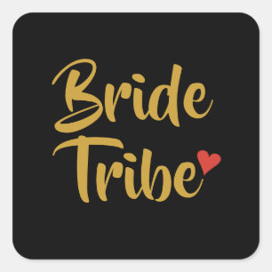 Sticker Carré Tribu de la mariée Cœur rouge