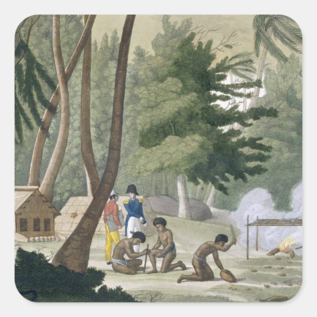 Sticker Carré tribu Papu sur l'île de Rawak, assiette 20 de 'Le (Devant)