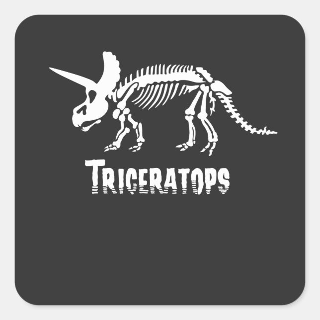 Sticker Carré Tricératops Squelette Dinosaure Fossile (Devant)