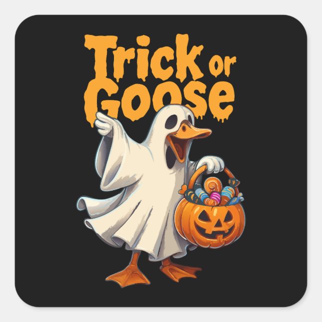 Sticker Carré Trick or Goose Halloween Goose (Devant)