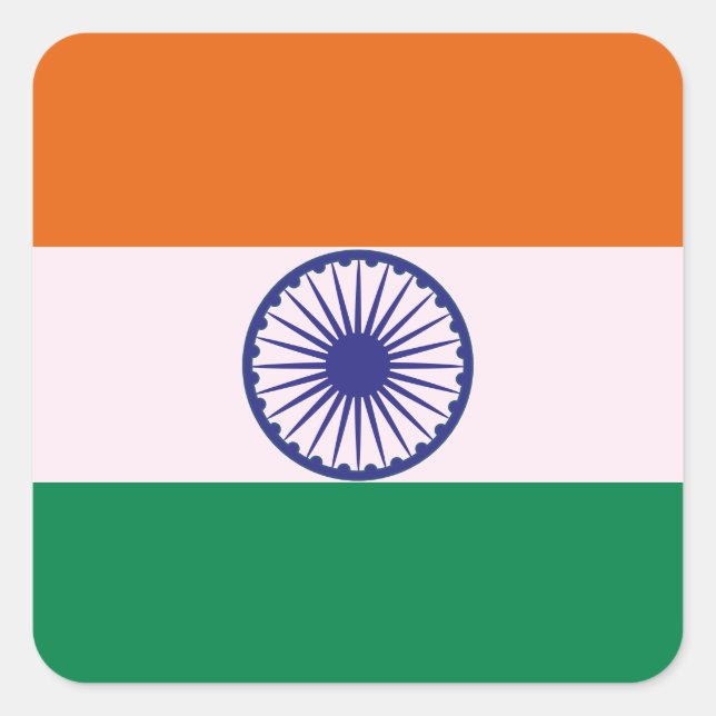 Sticker Carré Tricolore indien Tiranga (Devant)