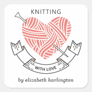 Sticker Carré Tricot fait main. Fournitures artisanales de Croch