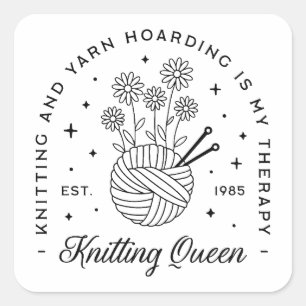 Sticker Carré Tricot queen drôle fil hoarder