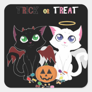 Sticker Carré Tricoter ou traiter les chatons