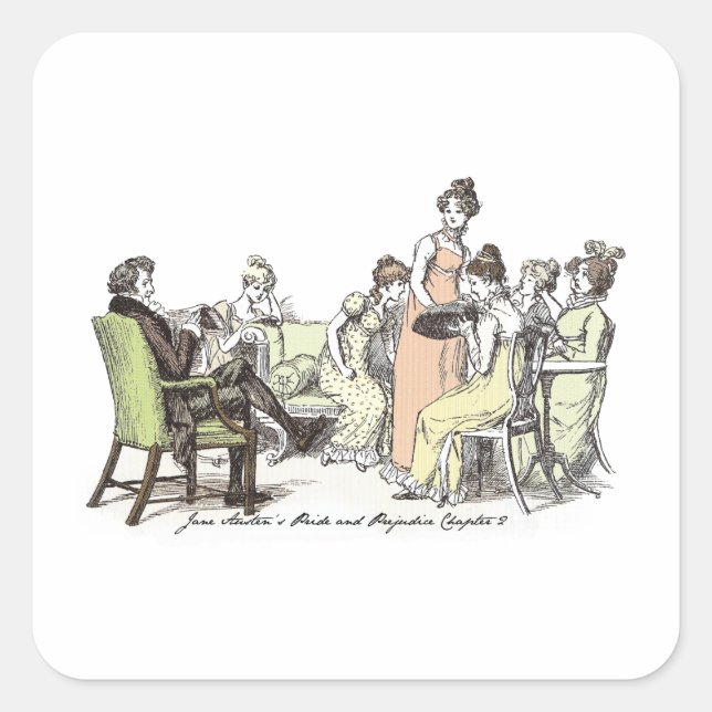 Sticker Carré Trimming a Casquette Jane Austen Fierté et préjugé (Devant)