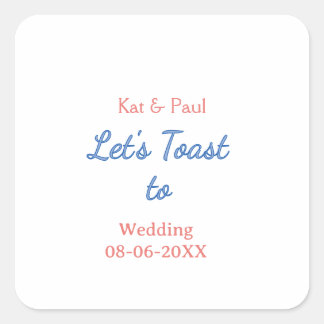 Sticker Carré Trinquons au mariage nom date couple simple