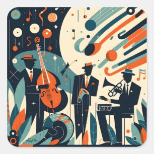 Sticker Carré Trio du Jazz Age du milieu du XXe siècle