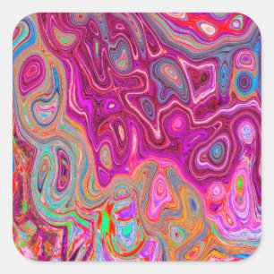 Sticker Carré Trippy Abstrait Magenta Arc-en-ciel couleurs Art r