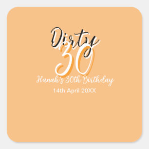 Sticker Carré Triste trente orange blanc simple rétro annonce d'