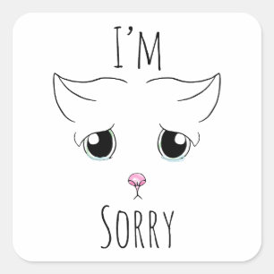 Sticker Carré Triste visage de chat : Je suis désolé