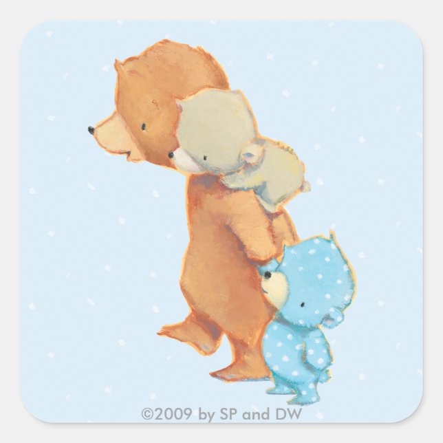 Sticker Carré Trois adorables amis de l'ours (Devant)