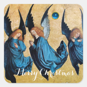 STICKER CARRÉ TROIS ANGES DE NOËL EN BLEU