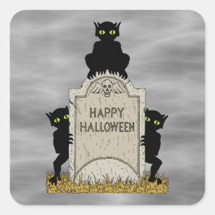 Sticker Carré Trois diablotins Joyeux Halloween
