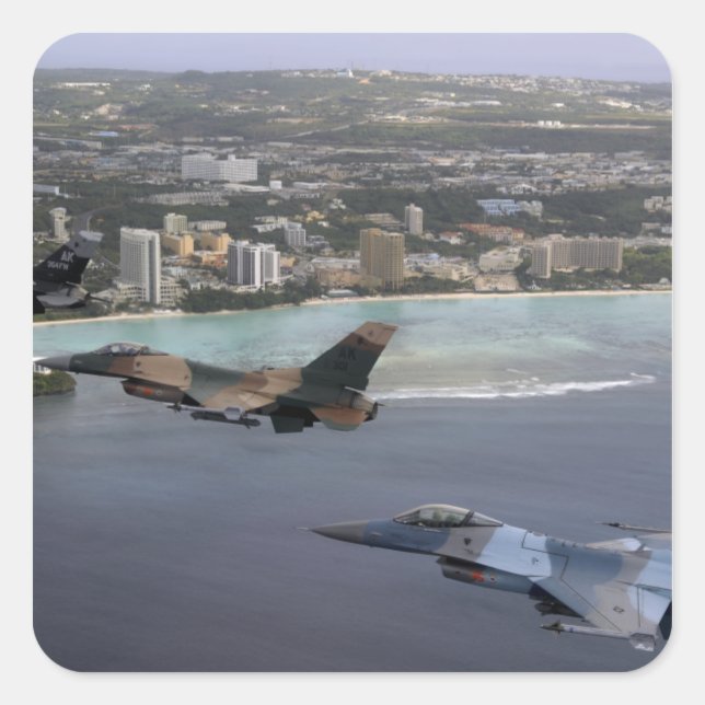 Sticker Carré Trois Faucons F-16 volent en formation (Devant)