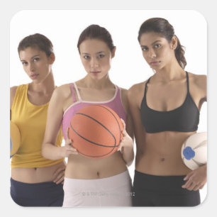 Sticker Carré trois femmes de course différente, se tenant