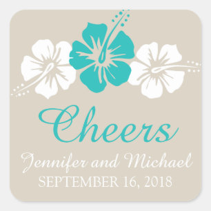 Sticker Carré Trois Mariages de fleurs d'Hibiscus