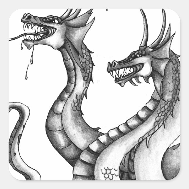 Sticker Carré Trois modèles d'hydre à tête (Devant)