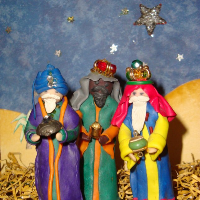 Sticker Carré Trois rois portant des cadeaux pour le bébé Jésus  (Créateur téléchargé)