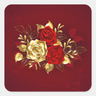 Sticker Carré Trois Roses de bijoux
