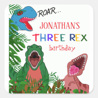 Sticker Carré Troisième anniversaire Trois Rex Anniversaire Enfa