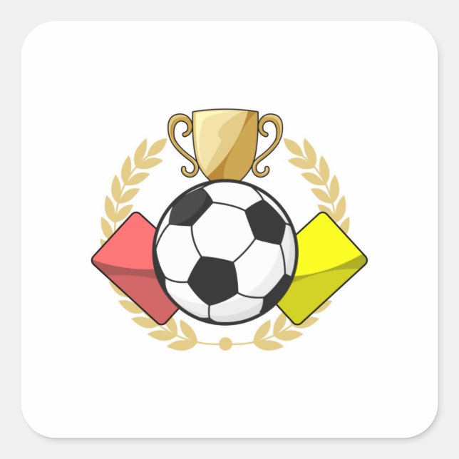Sticker Carré Trophée de football rouge et jaune (Devant)