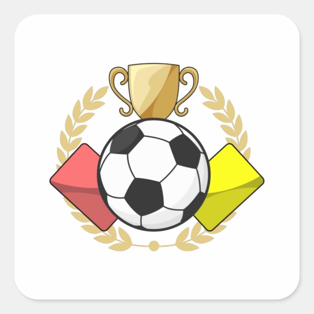 Sticker Carré Trophée de football rouge et jaune (Devant)