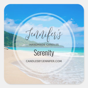 Sticker Carré Tropical Beach Pittoresque Photo Candle Business