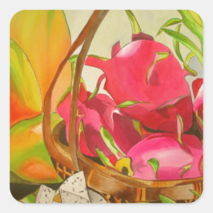 Sticker Carré Tropical fruit watercolor still life art painting