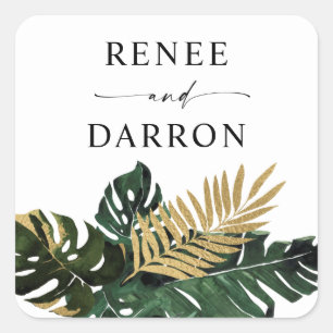Sticker Carré Tropical Palm Leaf Gold 4