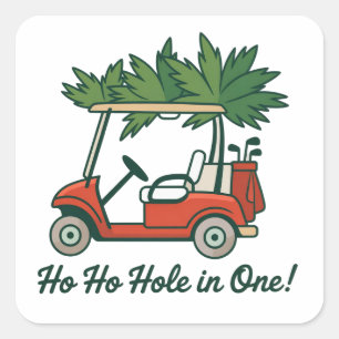 Sticker Carré Trou en un de Noël Ho Ho Santa Golf Golfing 