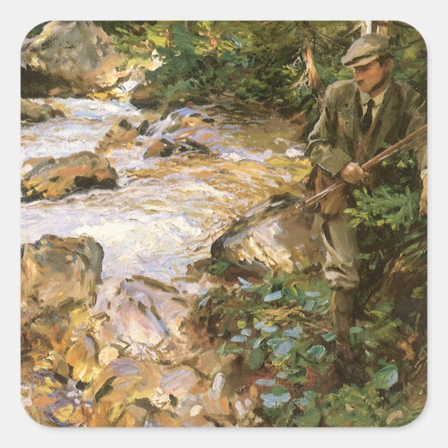Sticker Carré Trout Stream in the Tyrol par John Singer Sargent (Devant)