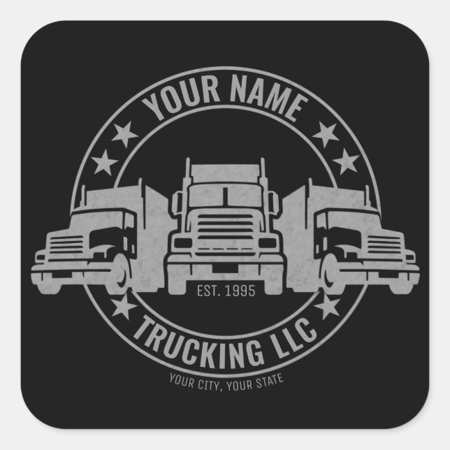 Sticker Carré Trucker personnalisé Big Rig Semi Camion Camion (Devant)