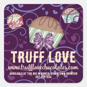 Sticker Carré Truffe chocolatée fantaisie confections florissant