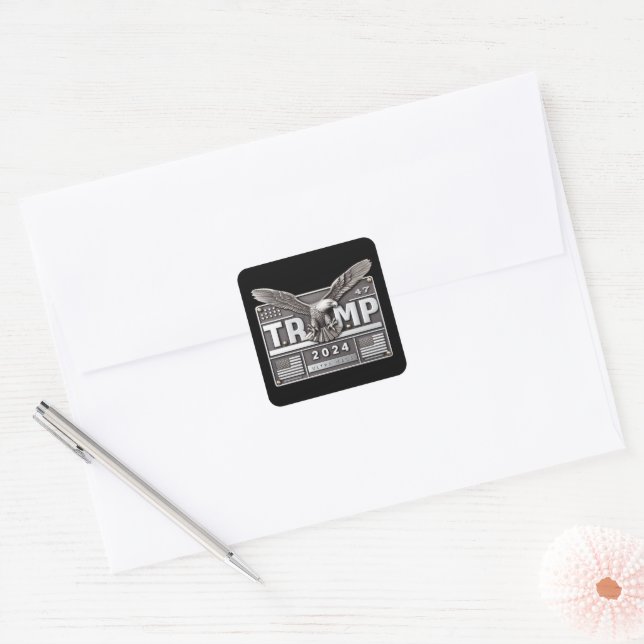 Sticker Carré TRUMP 2024 avec un aigle (Enveloppe)