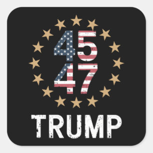 Sticker Carré Trump 2024 Drapeau de l'Amérique Revenir Trump 45 