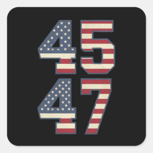 Sticker Carré Trump 2024 Président 45 47 Amérique USA Vintage