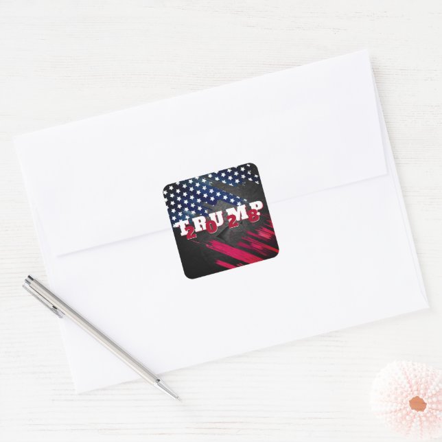 Sticker Carré Trump 2028 avec étoiles (Enveloppe)
